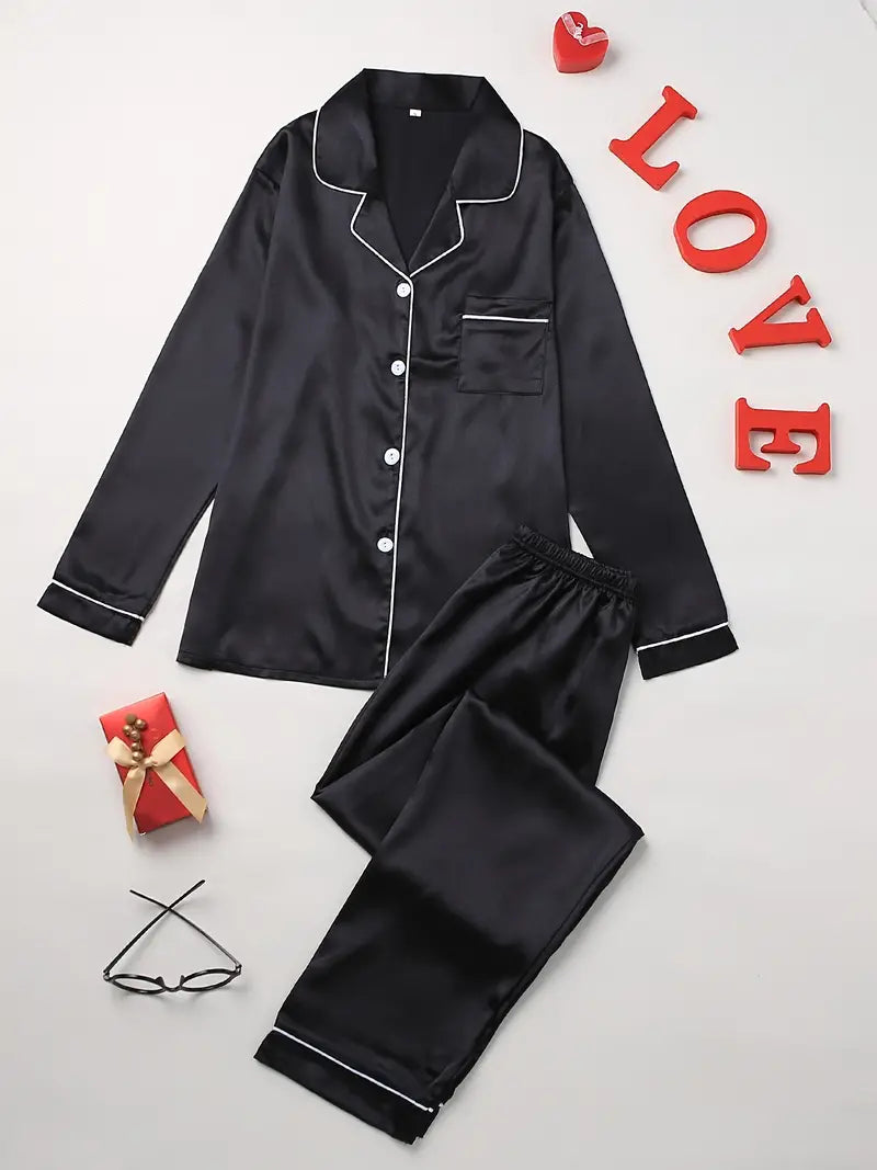 Babette | Satin Button-Front Pajamas Set for Women