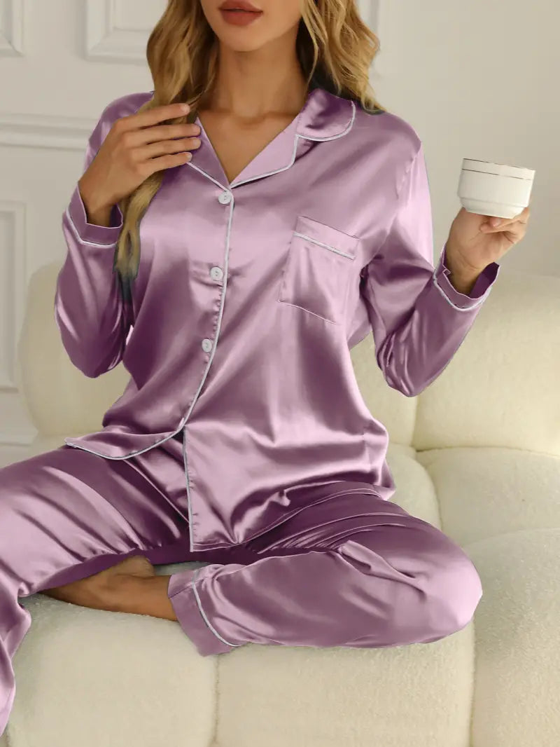 Babette | Satin Button-Front Pajamas Set for Women