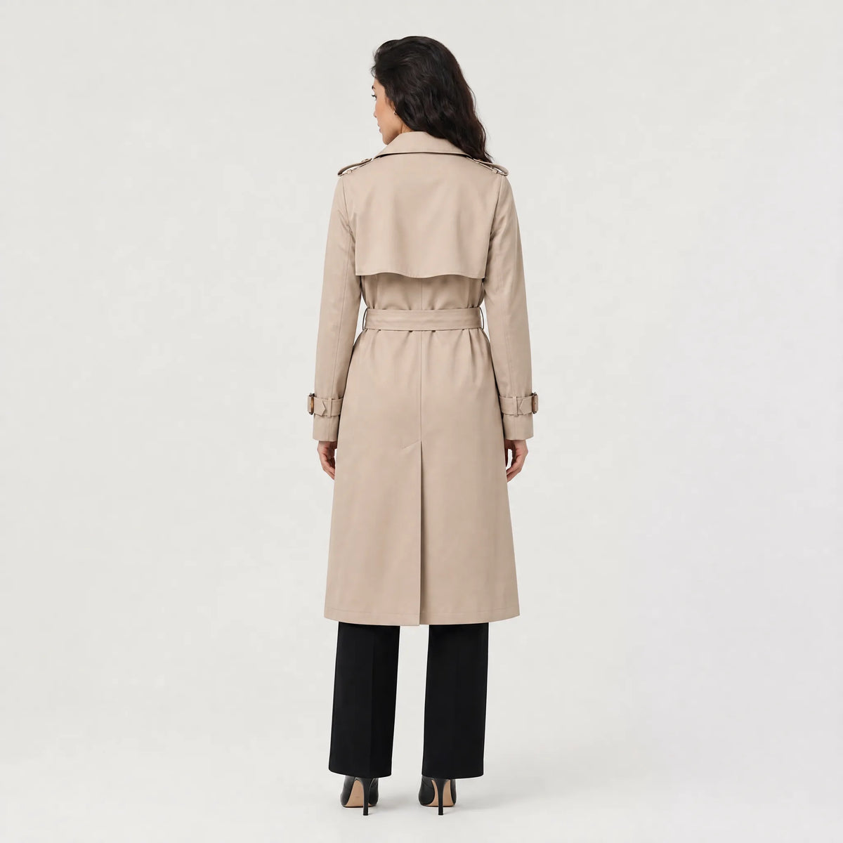 Crystal | Belted Notch Lapel Midi Trenchcoat for Women