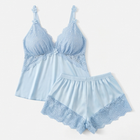 Nicolette | Lace Trim Satin Pajamas Set for Women