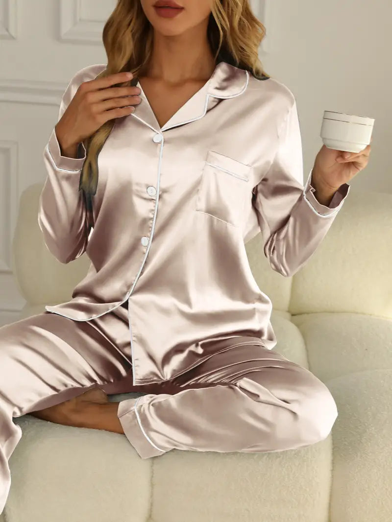 Babette | Satin Button-Front Pajamas Set for Women