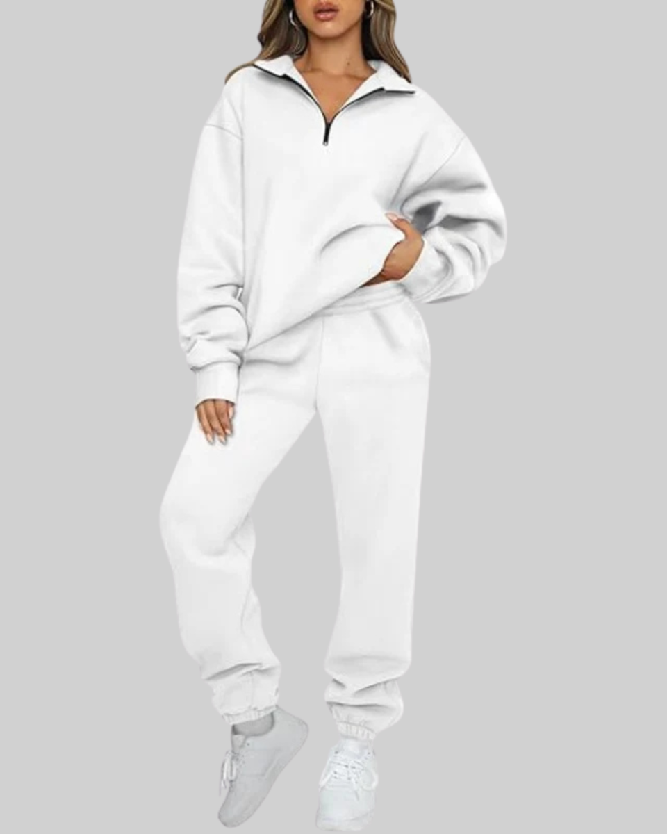 Kristin | Half-Zip Cropped Sweat Set with High-Rise Joggers