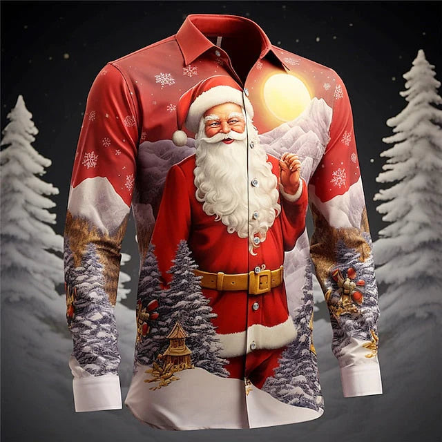 Gael | Collared Christmas Blouse with Button-Down Front for Men