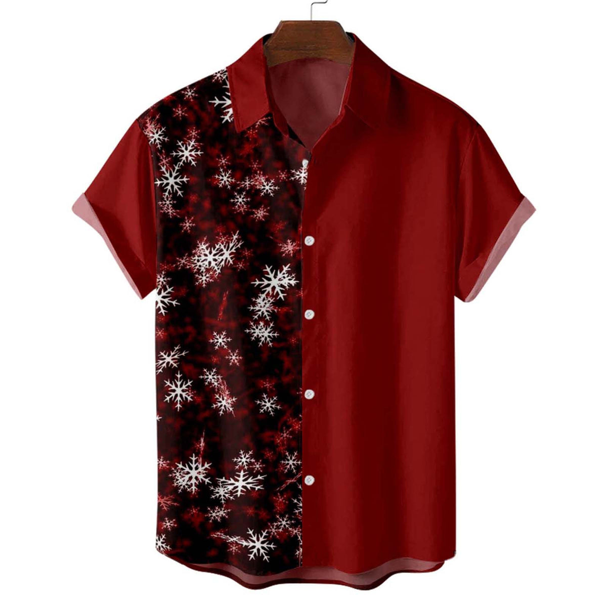 Mateo | Short Sleeve Christmas Blouse with Santa Print for Men