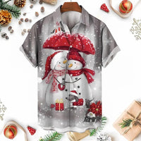 Oakley | Snowman Umbrella Print Short Sleeve Christmas Blouse
