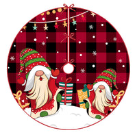 Swirl Striped Christmas Tree Skirt with Starry Print