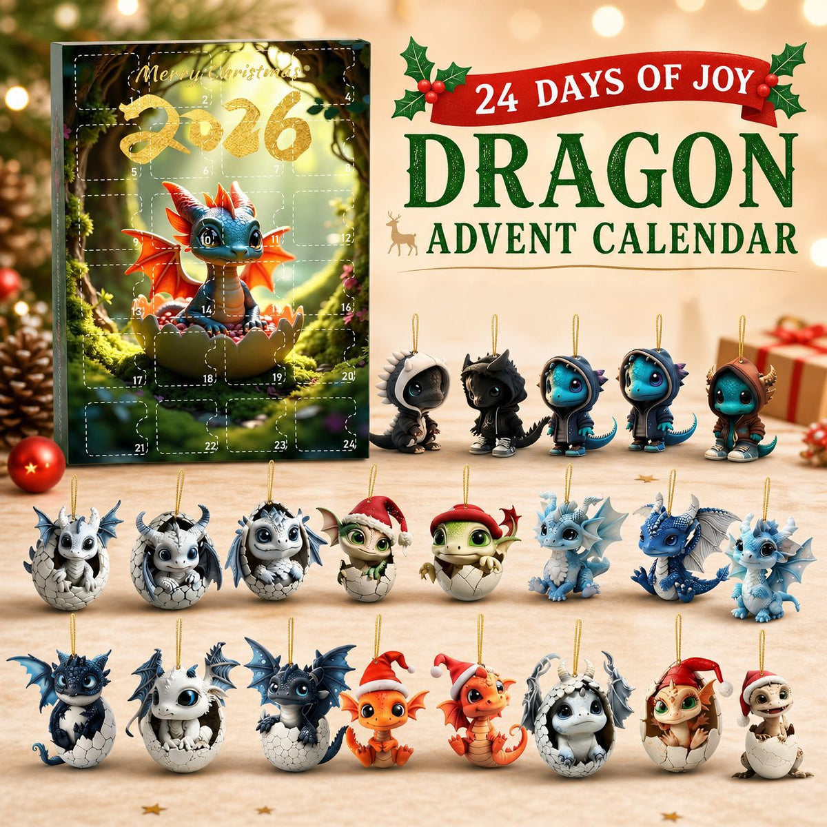 Christine | Advent calendar christmas gift Dragon Pendant Set