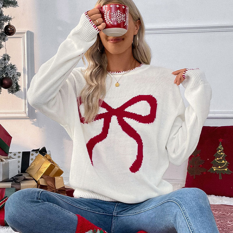 Sandra | Christmas Sweater with Embroidered Bow for Women