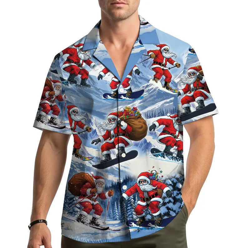 Lucien | Gingerbread Print Short Sleeve Christmas Blouse for Men