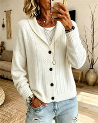 Vreneli | Ribbed Cable Knit Button-Front Cardigan for Women
