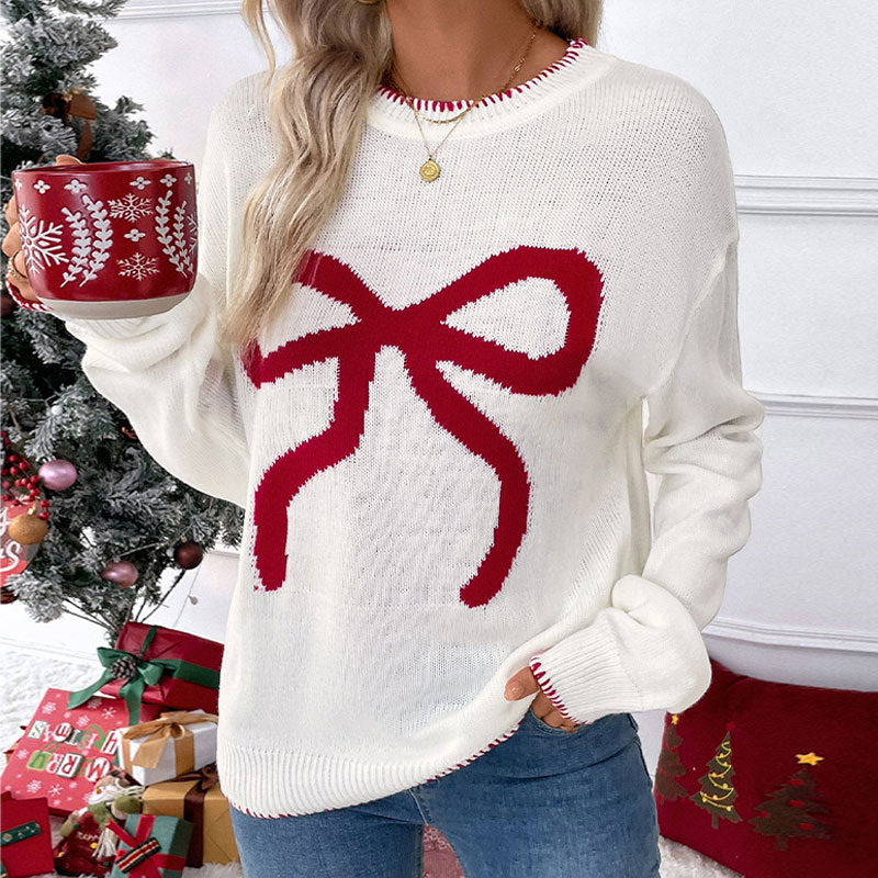 Sandra | Christmas Sweater with Embroidered Bow for Women