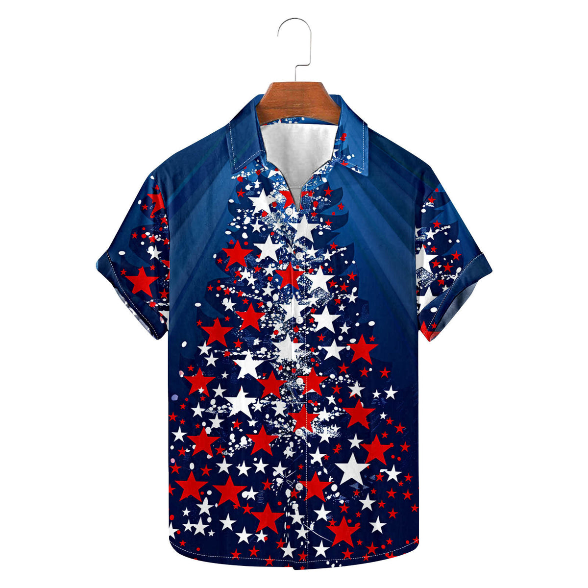 Maxim | Short Sleeve Christmas Blouse with Tree Print for Men