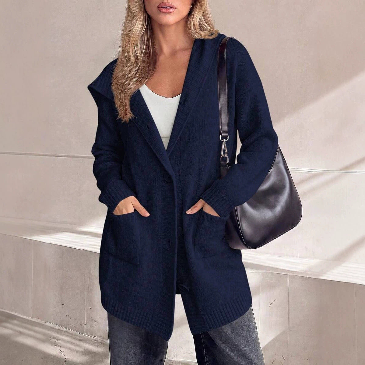 Pleun | Hooded Button-Front Knit Cardigan for Women