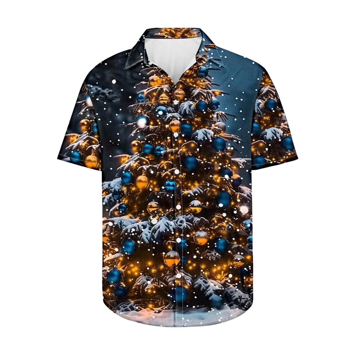 Maxim | Short Sleeve Christmas Blouse with Tree Print for Men