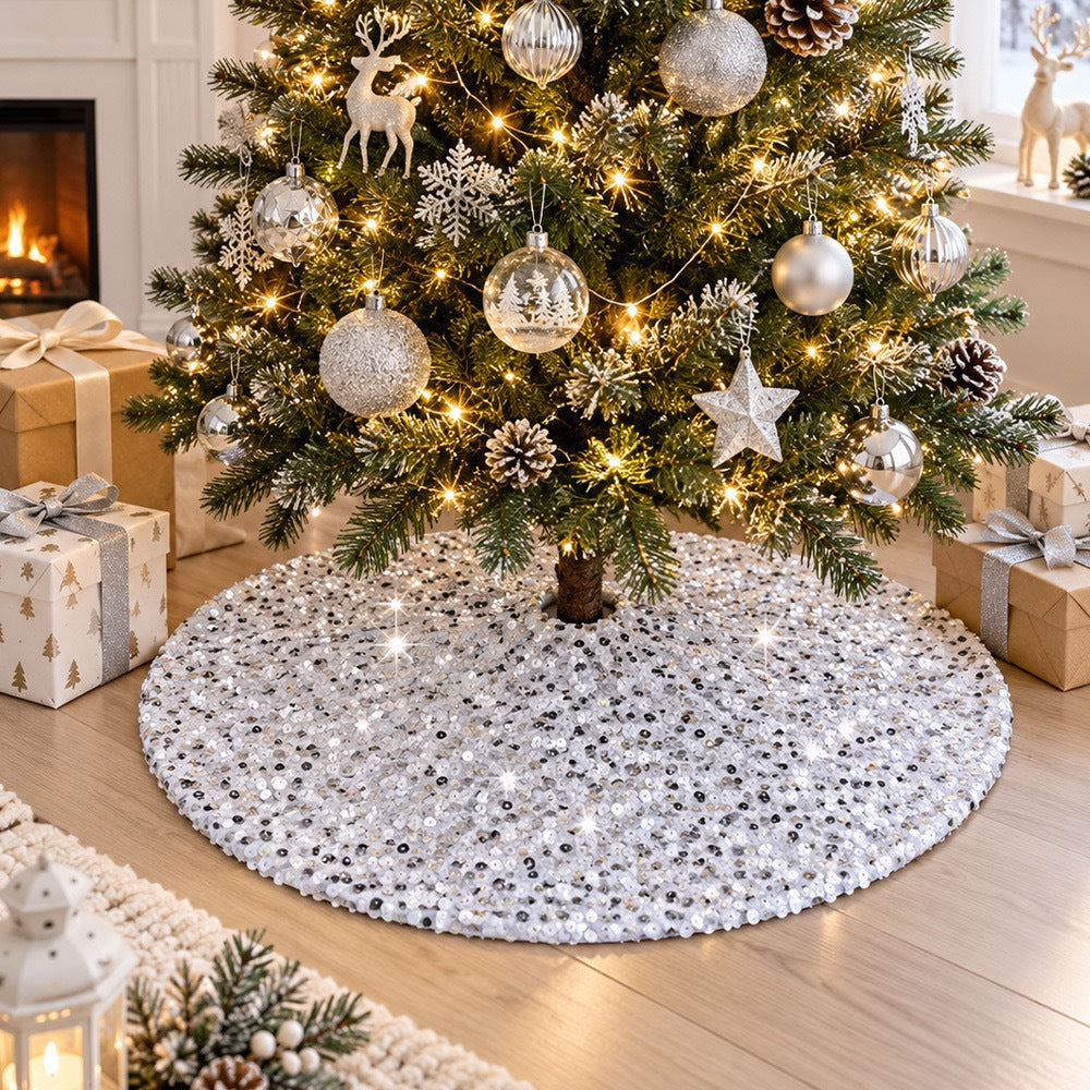 Roswitha | Sequin Christmas Tree Skirt with Sparkle Finish