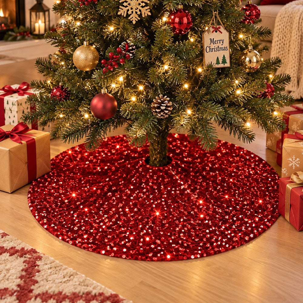 Roswitha | Sequin Christmas Tree Skirt with Sparkle Finish