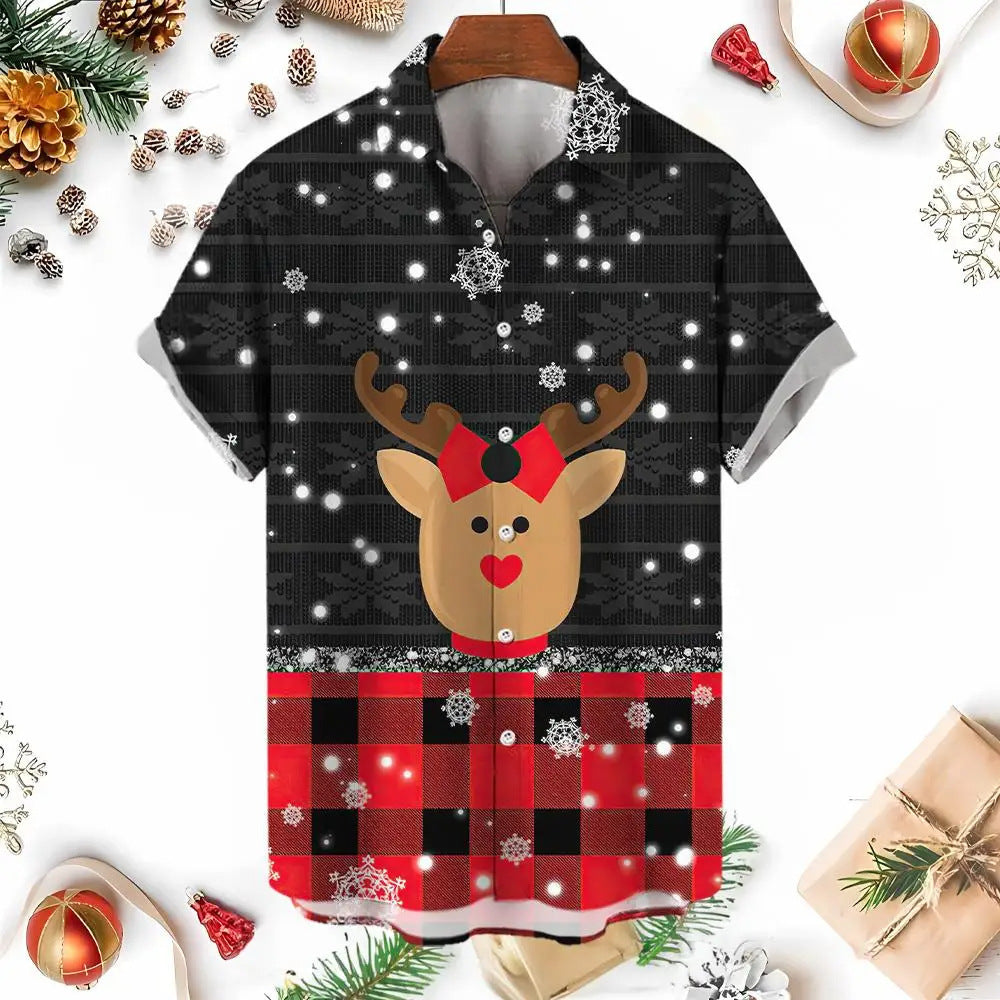 Oakley | Snowman Umbrella Print Short Sleeve Christmas Blouse