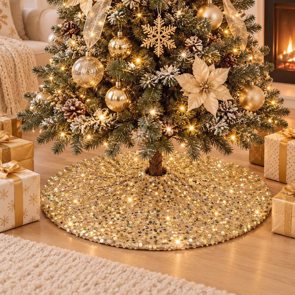 Roswitha | Sequin Christmas Tree Skirt with Sparkle Finish