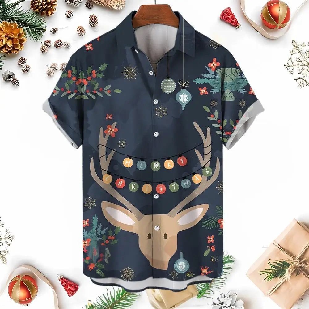 Oakley | Snowman Umbrella Print Short Sleeve Christmas Blouse