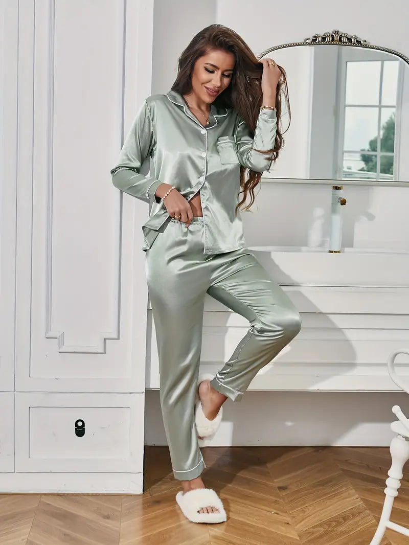 Babette | Satin Button-Front Pajamas Set for Women