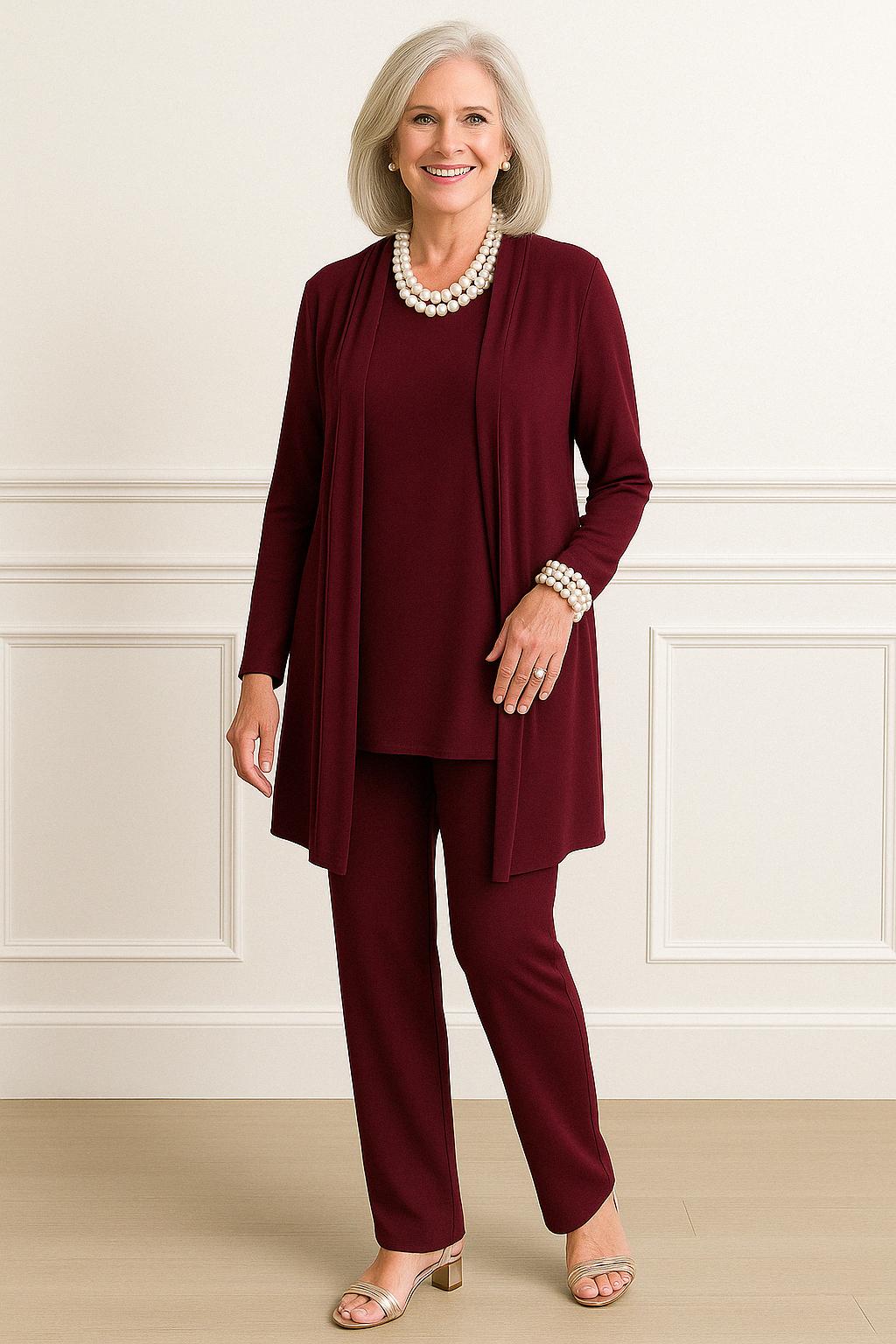 Rosy | Women's 3-Piece Loungewear Set with Cardigan & Pants