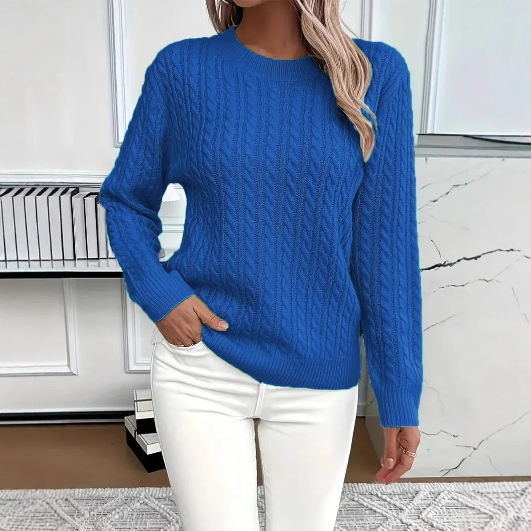 Dagmar | Cable Knit Sweater Round Neck Pullover for Women