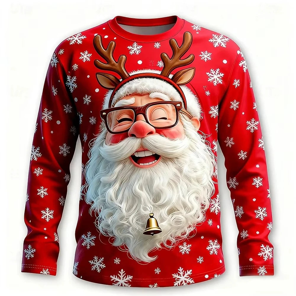 Wilco | 3D Santa Print Crew Neck Christmas Sweater for Men