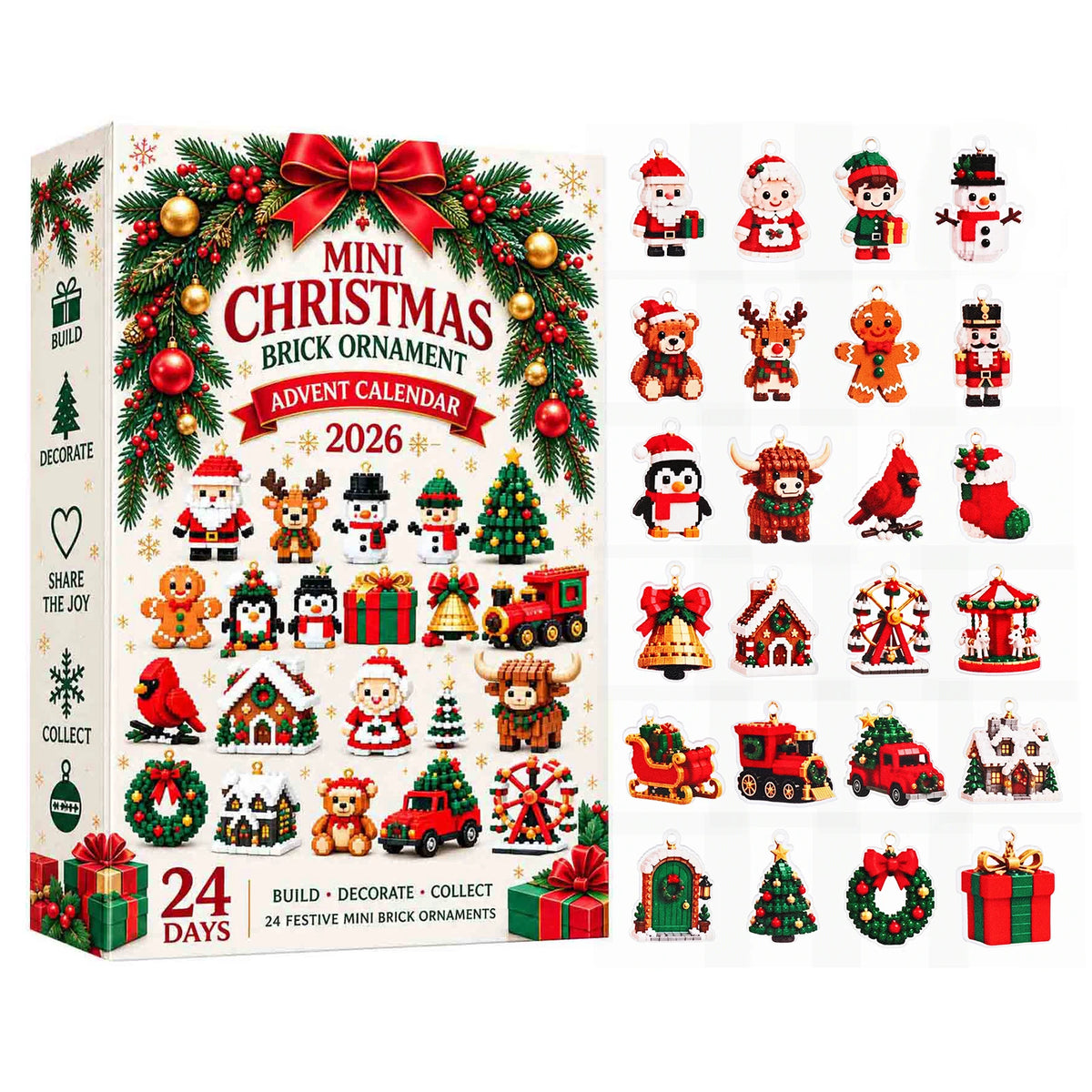 Wieke | Advent calendar christmas gift Mini Brick Ornament Set