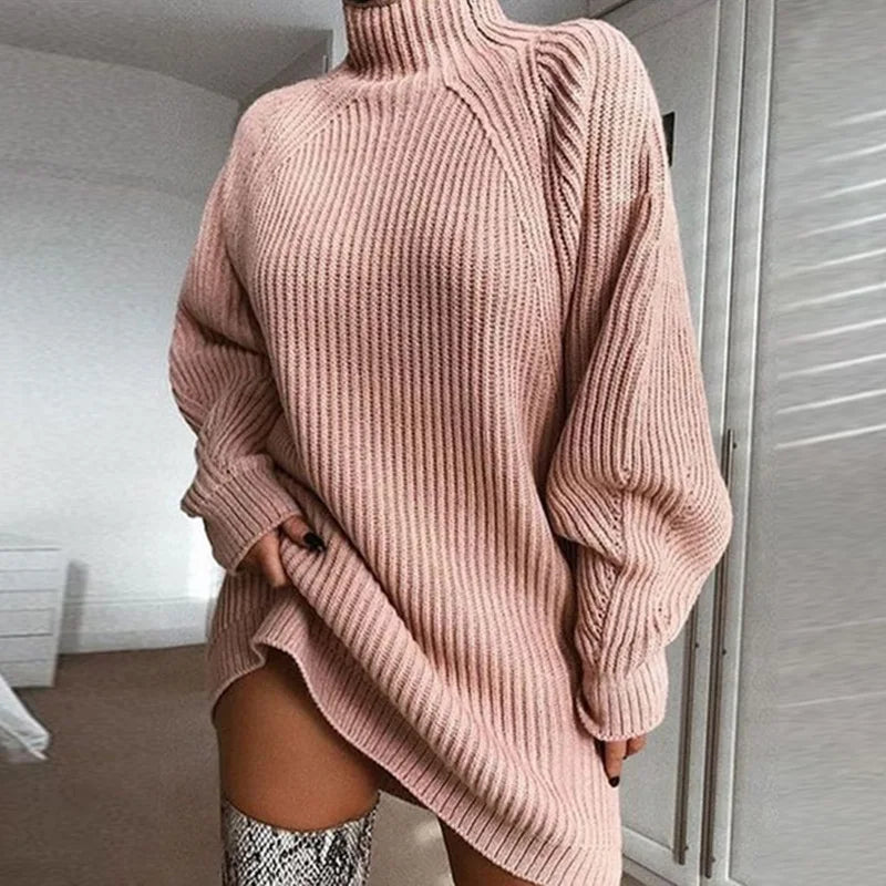 Lykke | Ribbed Turtleneck Sweater Dress for Women