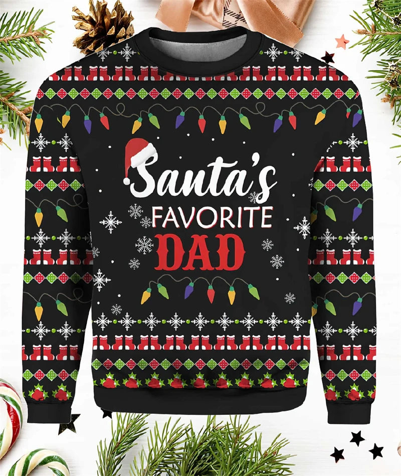 Immanuel | Graphic Santa Print Crew Neck Christmas Sweater