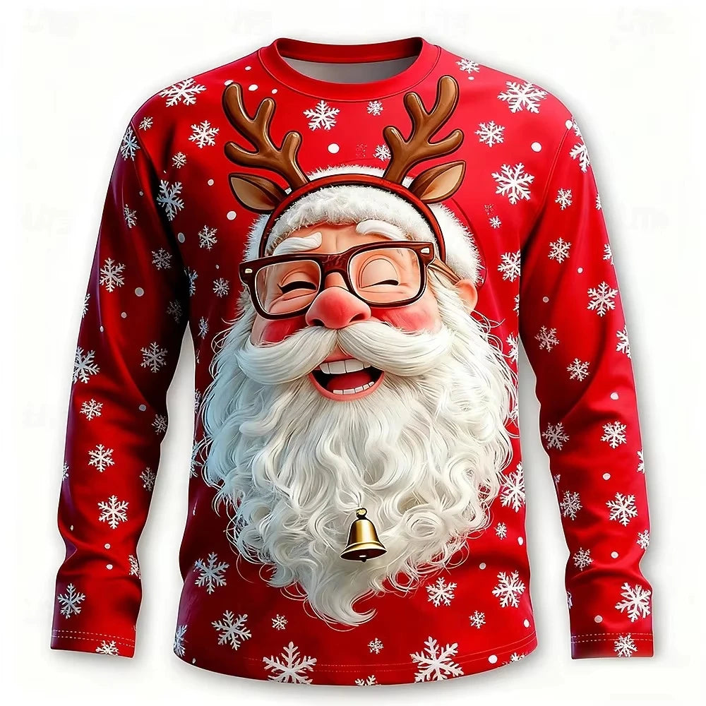 Wilco | 3D Santa Print Crew Neck Christmas Sweater for Men