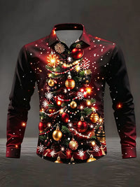 Mathieu | Satin Christmas Blouse with Snowflake Print for Men