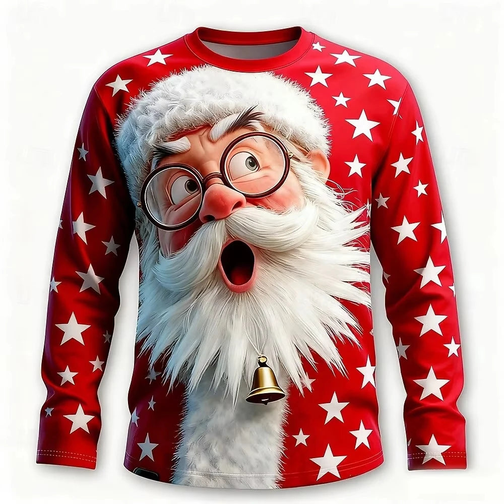 Wilco | 3D Santa Print Crew Neck Christmas Sweater for Men