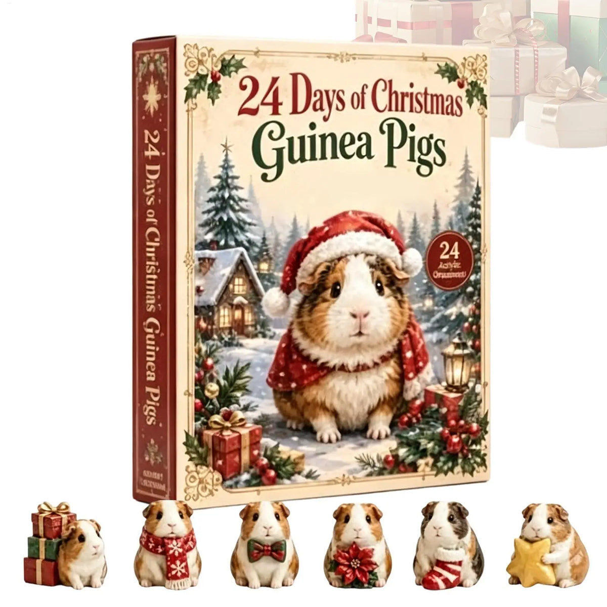 GUINEA PIG ORNAMENT ADVENT CALENDAR – 24 CLEAR ACRYLIC PIECES