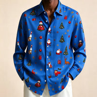 Preston | Festive Christmas Blouse with Santa Print for Men
