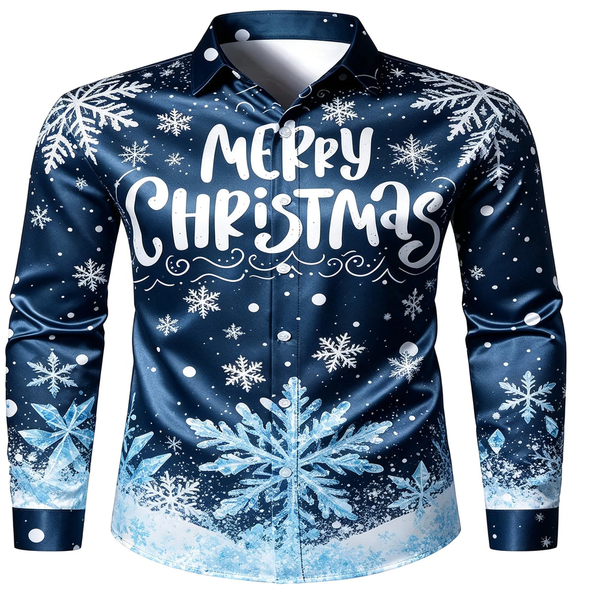 Lennert | Santa Chimney Print Button-Down Christmas Blouse