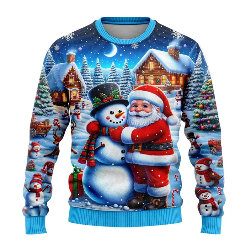 Etienne | Snowman Print Crewneck Christmas Sweater for Men