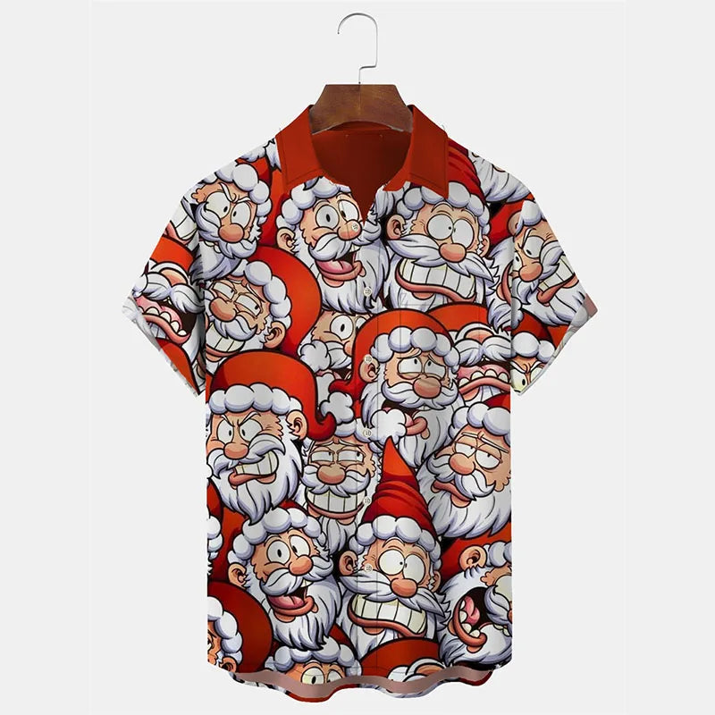 Bodhi | Printed Button-Down Short Sleeve Christmas Blouse for Men