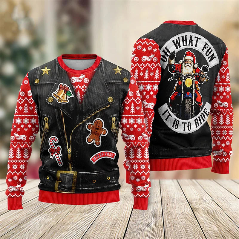 Immanuel | Graphic Santa Print Crew Neck Christmas Sweater