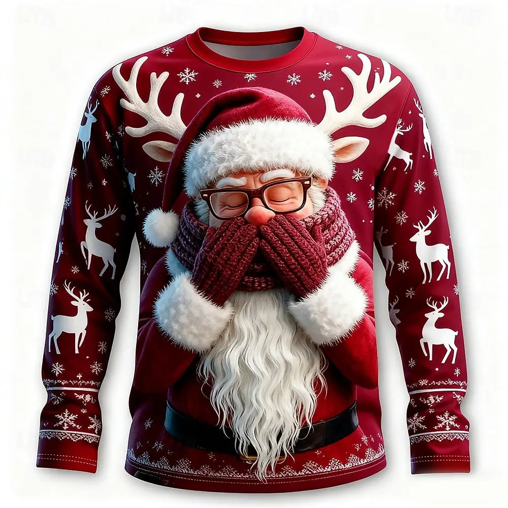 Rudy | Graphic Santa Print Crew Neck Christmas Sweater for Men