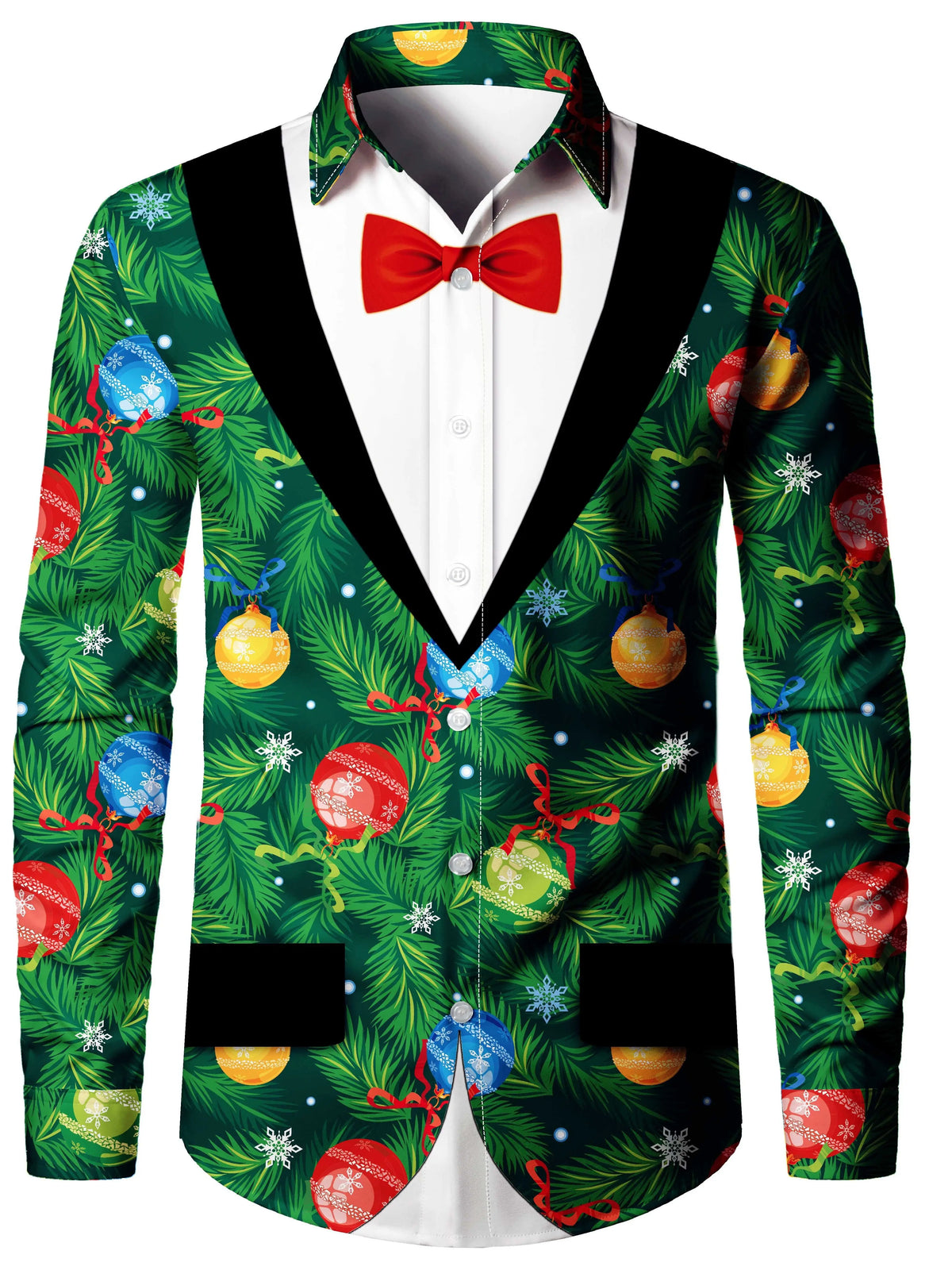Scott | Christmas Blouse Faux-Tailcoat Button-Down Shirt for Men