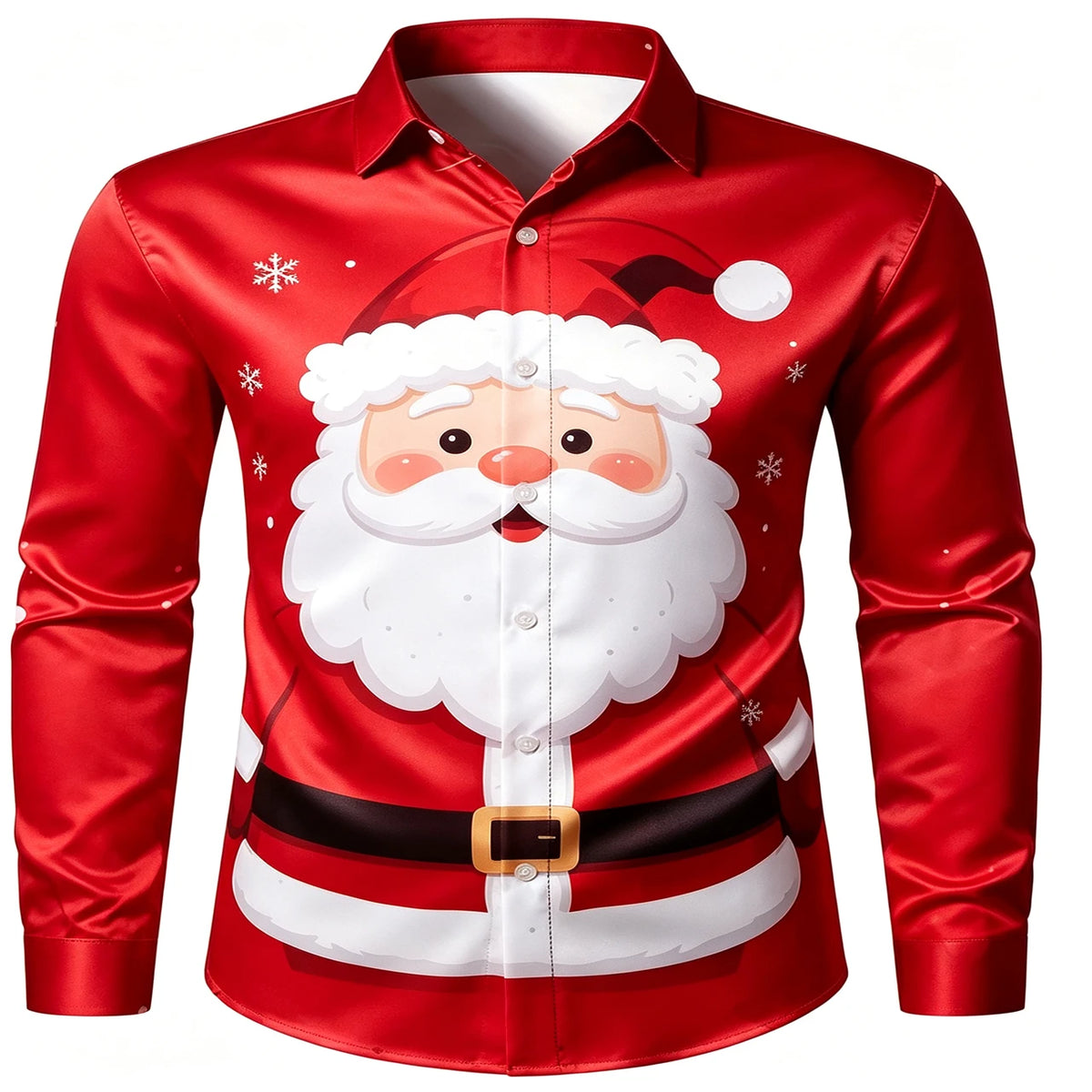 Lennert | Santa Chimney Print Button-Down Christmas Blouse