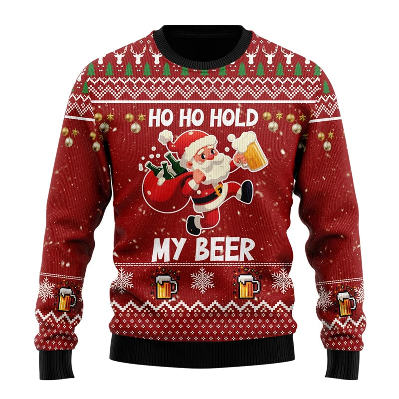 Dexter | Beer Print Crew Neck Christmas Sweater for Men