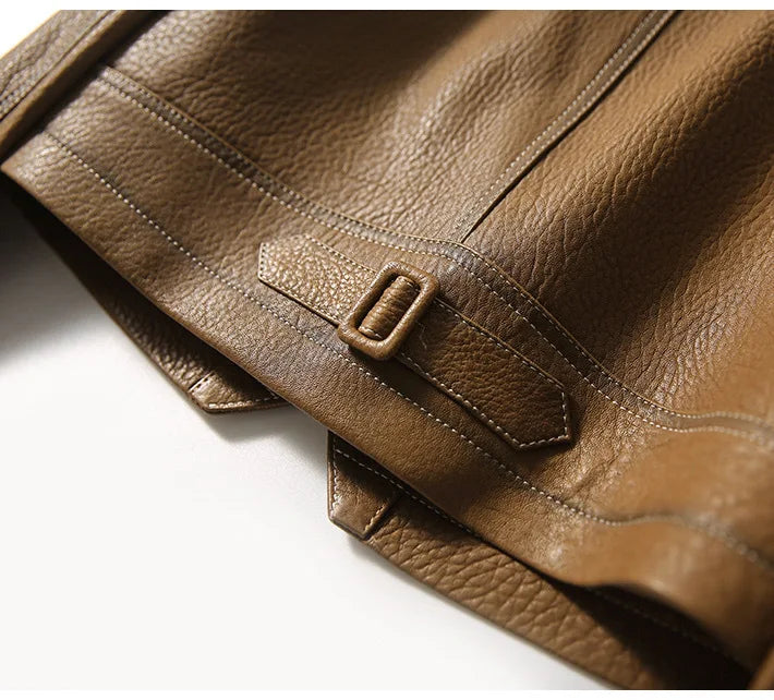 Dietlinde | Notch Lapel Leather Jacket with Patch Pockets
