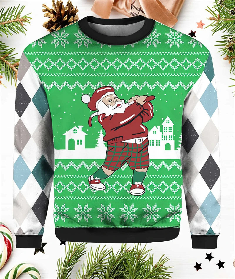 Immanuel | Graphic Santa Print Crew Neck Christmas Sweater