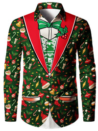 Scott | Christmas Blouse Faux-Tailcoat Button-Down Shirt for Men