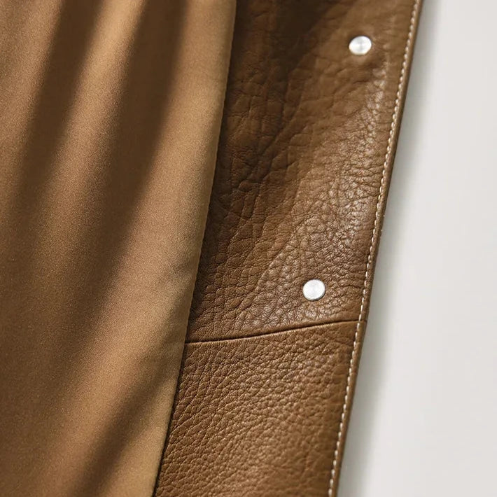 Dietlinde | Notch Lapel Leather Jacket with Patch Pockets