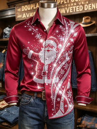 Jurriaan | Reindeer Print Button-Down Christmas Blouse for Men