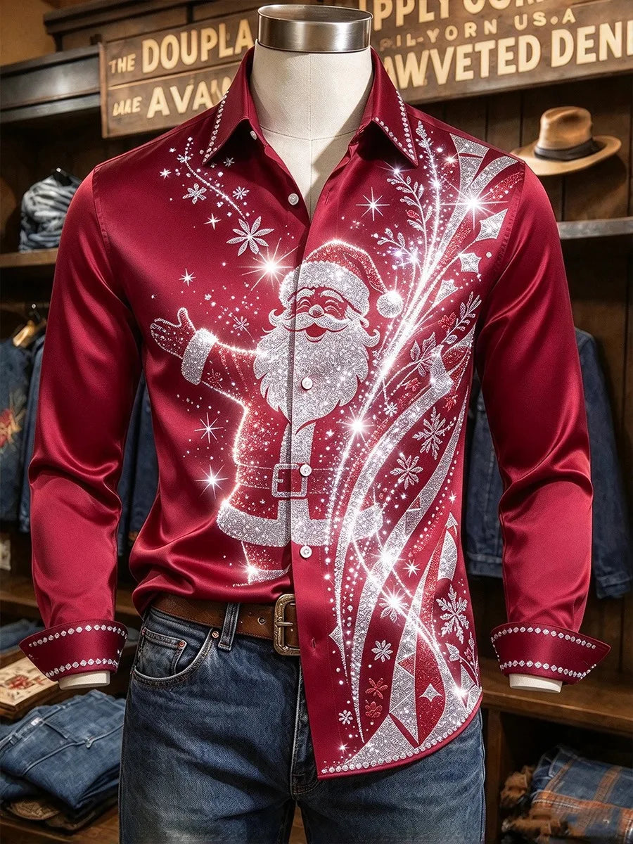 Jurriaan | Reindeer Print Button-Down Christmas Blouse for Men