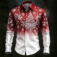 Bauke | Ombre Snowflake Print Button-Down Christmas Blouse